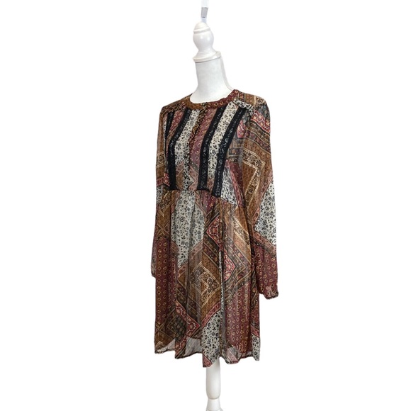 Scotch and Soda Long Sleeve Sheer Print Dress Size Medium‎ - Picture 3 of 7